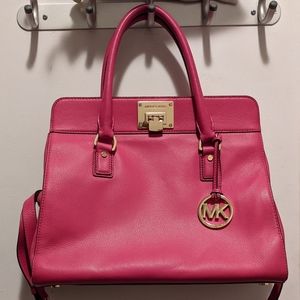 Michael Kors Astrid Large Hot Pink Leather Satchel